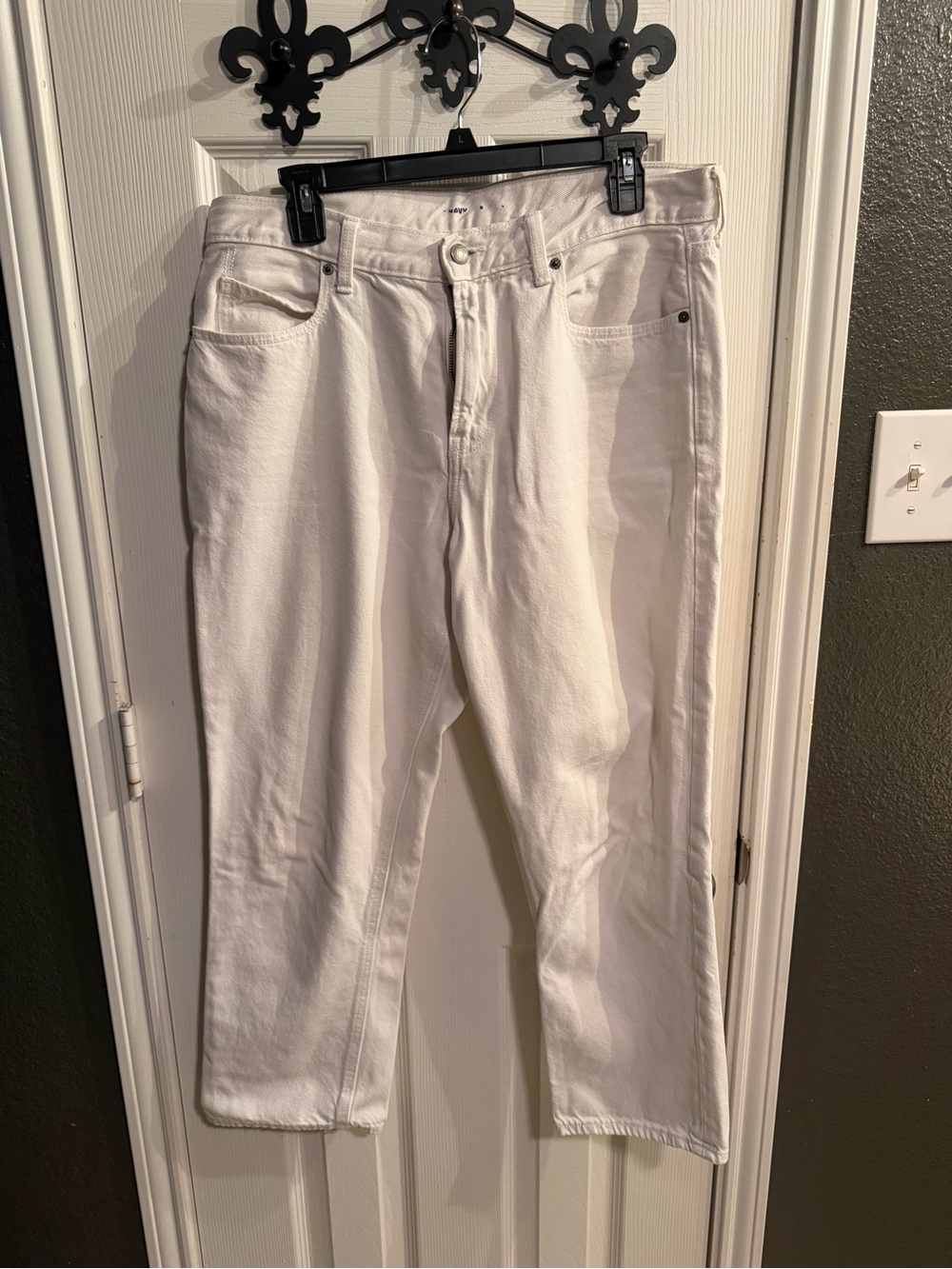 White Straight-Leg Boyfriend Jean